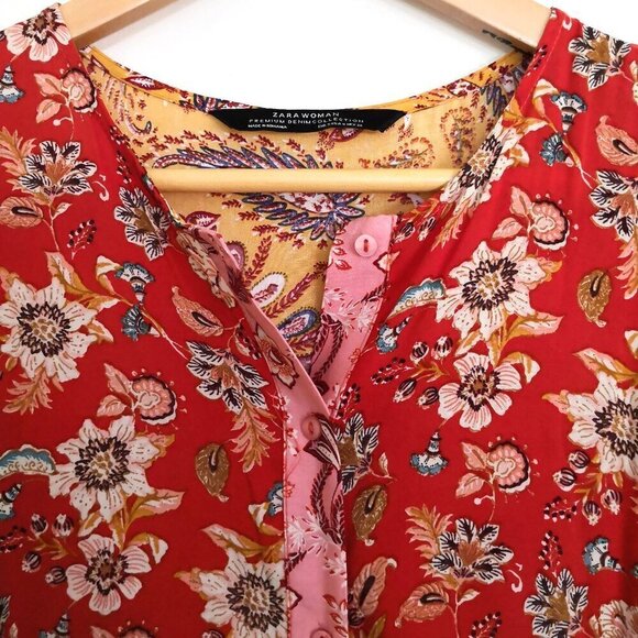 Zara Boho Multicolor Long Floral Patchwork Dress Size S - Picture 3 of 6